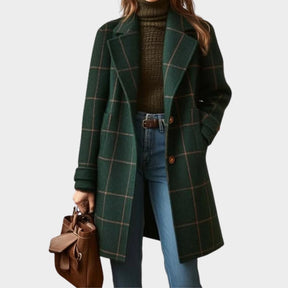 Marisse | Rutete tweedfrakk med retrokrage